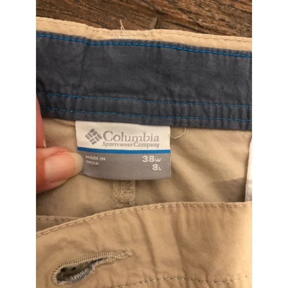 MENS COLUMBIA BEIGE TAN KHAKI 19" CASUAL FLAT FRONT LIGHT WEIGHT WALK SHORTS 38 - Picture 6 of 10
